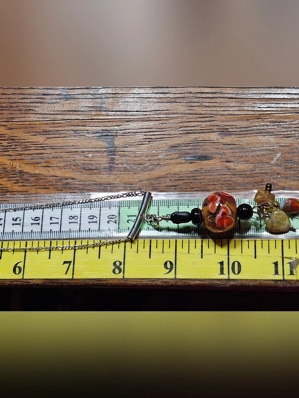 Vintage Sterling chain with Beautiful handmade Glass art Pendant